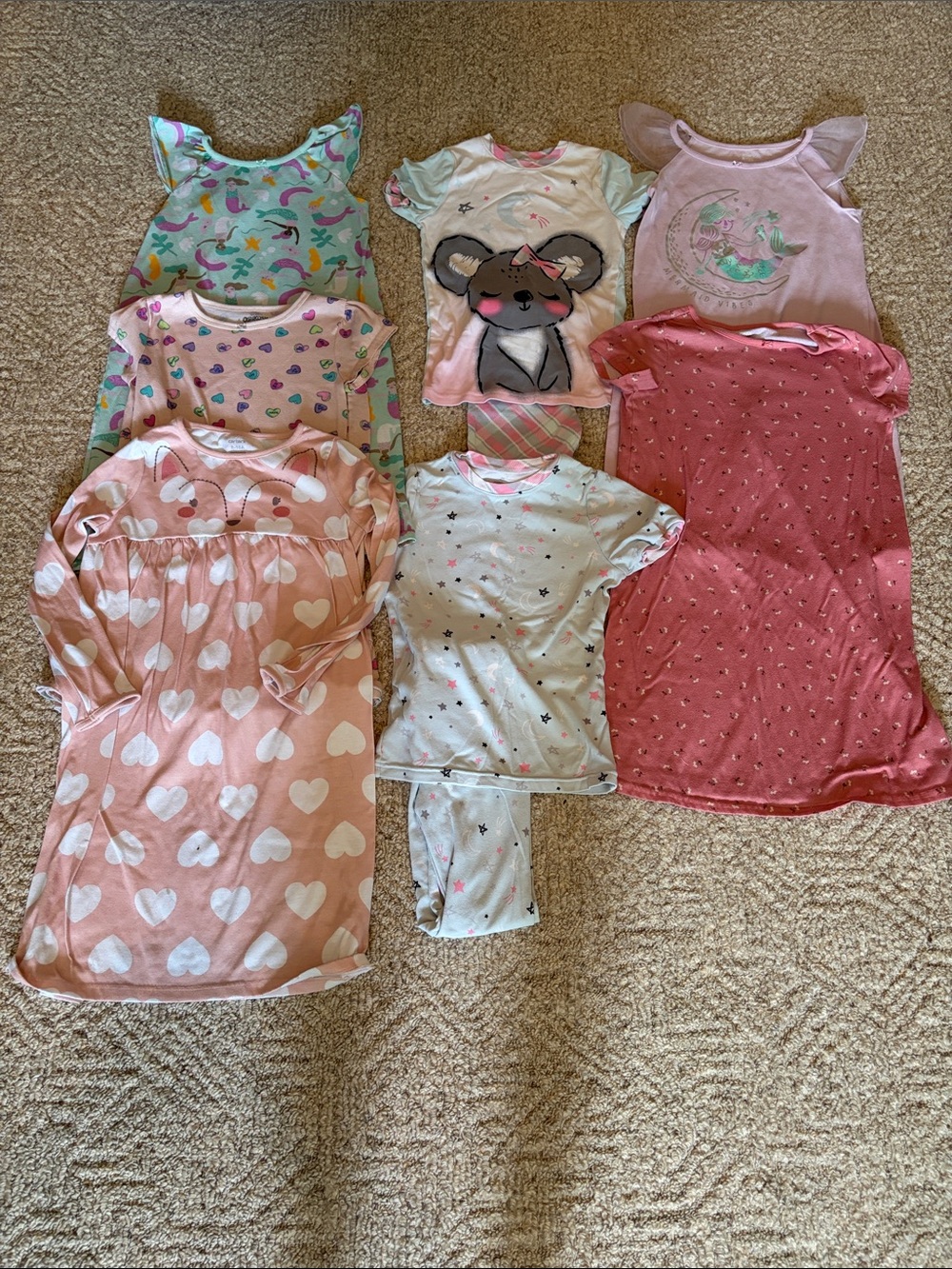 Carter's and Kirkland Girls Assorted Sleep Dresses and Pajamas size 7-10